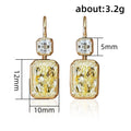 Yellow Rectangular Two-Tier Drop Earrings In Polished Gold Tone view 4