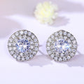 Round Cluster Stud Earrings with Layered White Stones view 3