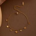 Gold Tone Multi Heart Dangle Adjustable Chain Bracelet view 3