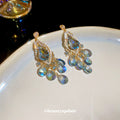 Ornate Blue and Multicolor Crystal Chandelier Earrings view 3
