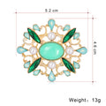 Green Gold Tone Flower Pearl Look Resin Metal Brooch Pin view 2