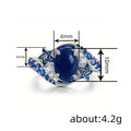 White Gold Star Motif Ring Blue Oval Cabochon Sizes 6-10 view 4