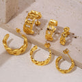 Geometric Chain C-Hoop Cast Earrings Gold Steel Styles view 4