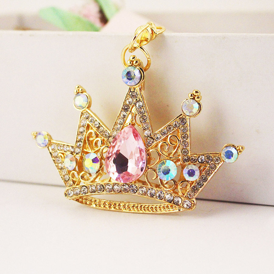 Rhinestone Crown Zinc Alloy Car Keychain and Purse Bag Charm