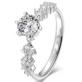 Silver Tone Round Clear Stone Geometric Accent Band Ring view 1