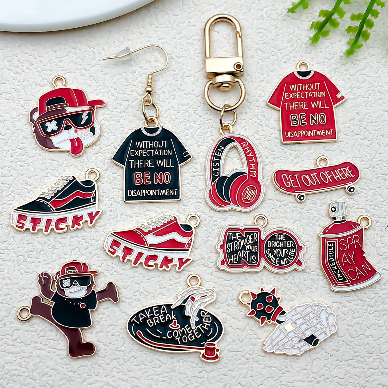 Zinc Alloy Hip Hop Headphone Shoe Microphone Charm Pendant for DIY Bag and Jewelry
