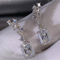 Geometric Crystal Drop Earrings With Rectangular Center Stones view 3