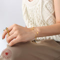 Double Layer Heart Charm Bracelet Gold Tone Fine Chain Lobster Clasp view 4