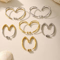 Geometric C Stud Earrings Double Line and Solid Gold Steel view 3
