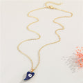 Gold Tone Horn-Shaped Evil Eye Pendant Necklaces in Four Colors view 5