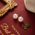 Four Size Classic White Pearl Look Round Stud Earrings view 9