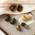 Four Color Glossy Chunky Bean Crescent Stud Earrings view 1