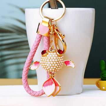 Pearl Goldfish Keychains in Five Colors with Braided and Plain Loops