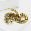 Antique Gold Silver Rhinestone Cobra Snake Brooch Scales view 3
