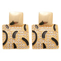 Gold Tone Crystal Openwork Square Drop Earrings Jewelry view 5