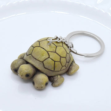 Silver Tone Three Headed Turtle Novelty Split Ring Keychain