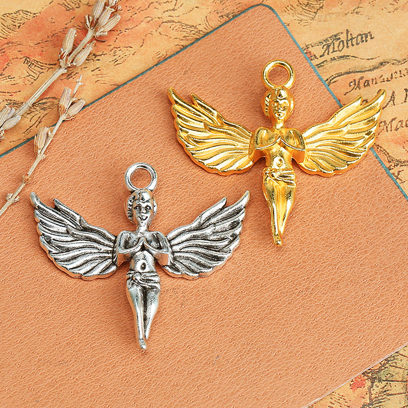 44×40mm 3D Six-Wing Angel Alloy Pendant