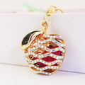 Apple Keychain With Rhinestone Lattice, Split Ring And Lobster Clasp view 3