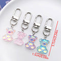 Four Iridescent Translucent Bear Keychains with Metal Hardware view 6