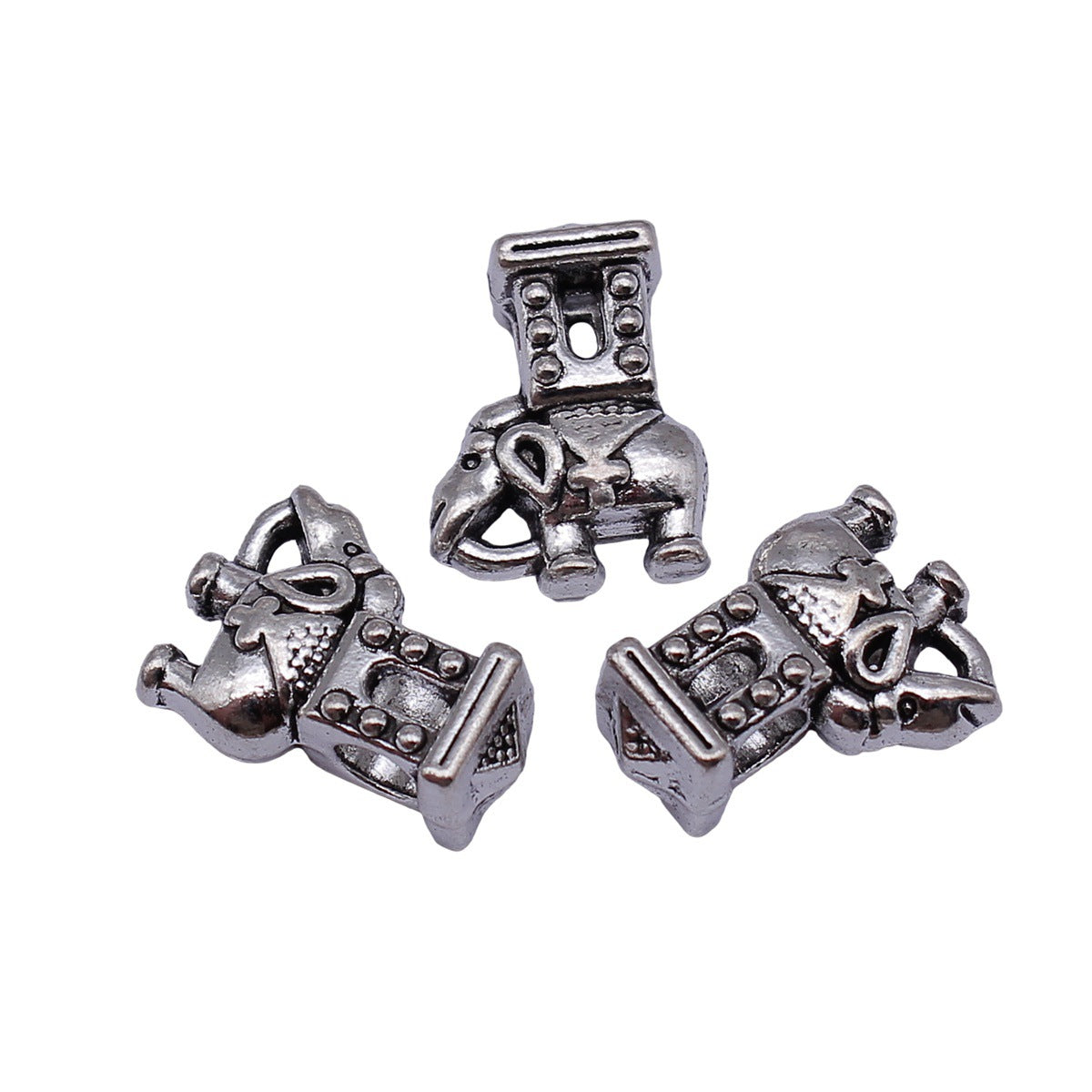19x14x8.5mm 4.8g Antique Silver Zinc Alloy Elephant Large Hole Beads for DIY Bracelet Jewelry Making