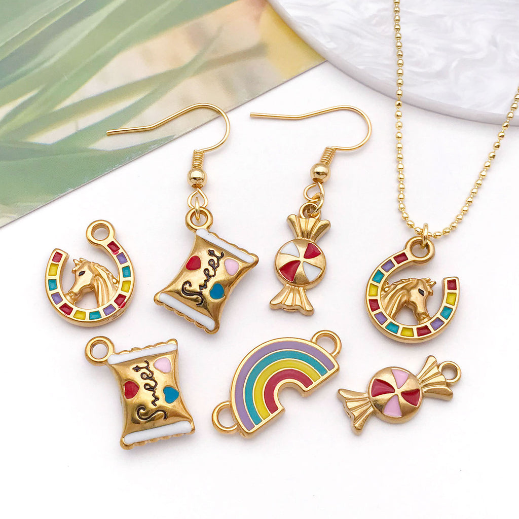 Enamel Stainless Steel Bow Candy Cowboy Horse Head Butterfly Charm Pendant for Necklace Keychain