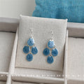 Silver Tone Blue Teardrop Panel Cluster Hook Earrings view 1