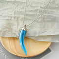 Silver Tone Resin Horn Pendant Necklaces in Seven Colors view 3