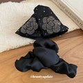 Black Fabric Flower Crystal Embellished Claw Hair Clip view 2