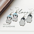 Enamel Penguin and Ladybug Drop Earrings 4 Color Styles view 2