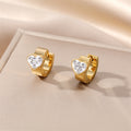 Gold and Silver Tone Crystal Heart and Pearl Huggie Earrings view 3