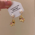 Gold Enamel Horse Pearl Stud Earrings Decorative Jewelry view 4