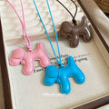 Brown Balloon Dog Pendant Necklace On Cord Jewelry Design view 2