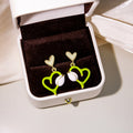 White Tulip Green Heart Flower Pearl Drop Earrings Styles view 2