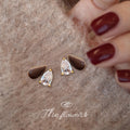 Gold-Tone Teardrop CZ Stud Earrings Brown Enamel Accent view 1