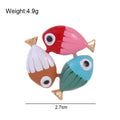 Aqua Pink Fish Enamel Metal Brooch Pin for Jackets and Lapels view 2