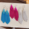 Long Beaded Chain Tassel Earrings in Three Bright Colors view 2