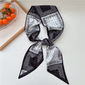 Brown and Yellow Printed Skinny Scarf Necklace with Pointed Ends view 4