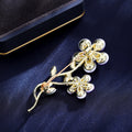 Purple Flower Crystal Metal Brooch Pin for Jackets and Lapels view 3