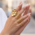 Gold Wide Openwork Statement Rings Flower Mesh Cutout Styles view 4