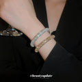 Thick Ribbed Crystal Open Cuff In Gold Or Silver Tone view 3