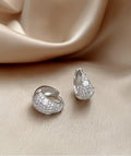 Silver Tone Clear Pave Teardrop Huggie Hoop Earrings view 6