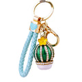 Jeweled Cactus Keychains in Yellow and Green with Braided Loops view 5