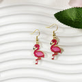 Gold Tone Enamel Flamingo Drop Earrings in Two Colorful Designs view 2