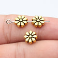 Eight Petal Daisy Bead in Antique Gold and Antique Silver and Antique Bronze Metal view 4
