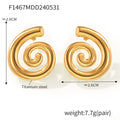 Spiral Swirl Stud Earrings Gold Steel Two-Tone Metal view 6