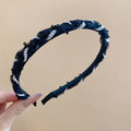 Mesh Tulle Rhinestone Twist Pearl Padded Hair Headband view 6