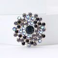 Round Floral Crystal Brooch in Purple and Blue Decorative Lapel Accessory view 4
