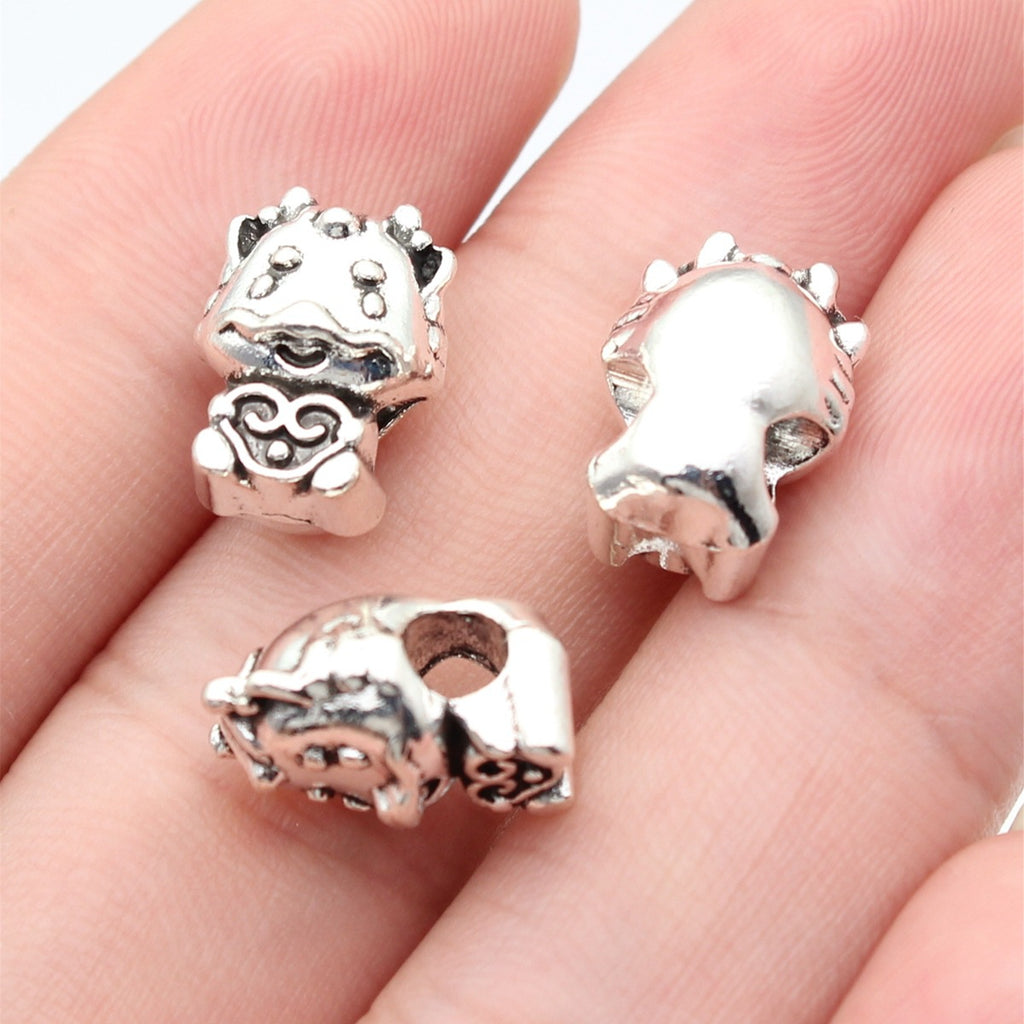 14x10x9.2mm 3.1g Antique Silver Zinc Alloy Heart Dragon Large Hole Beads for Bracelet Necklace DIY
