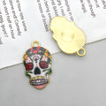 Zinc Alloy Halloween Skull Head Enamel Charm Pendant for DIY Bracelet Jewelry Making
