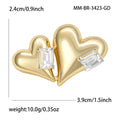 Overlapping Heart Brooch With Two Rectangular Crystals view 4